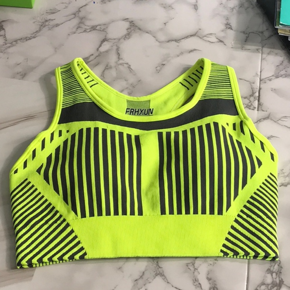 Bold Black and Green Sports Bra.